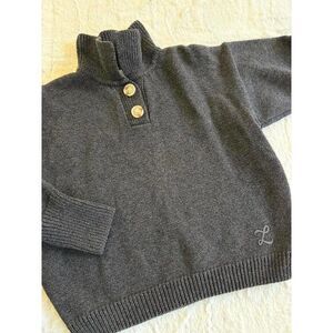 Ladida Kids Shawl Collar Knit Sweater Gray Button Pullover Size 5